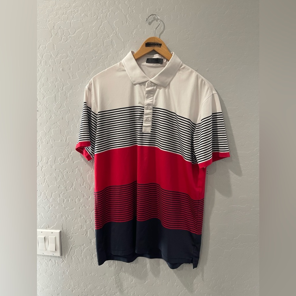 G/Fore G4 Tri-Color‎ Striped Golf Polo Size Large